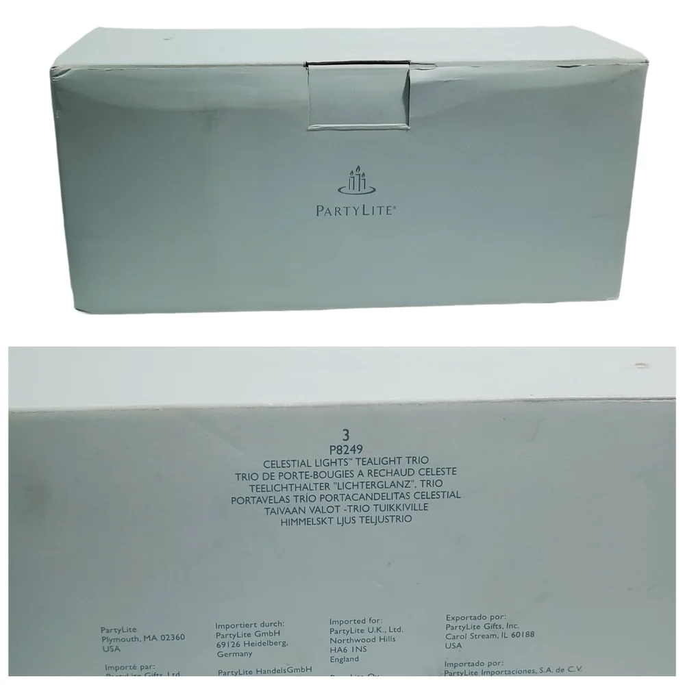 NIB Retired Partylite Celestial Lights Tealight Trio Metal glass candle holders - Picture 2 of 14